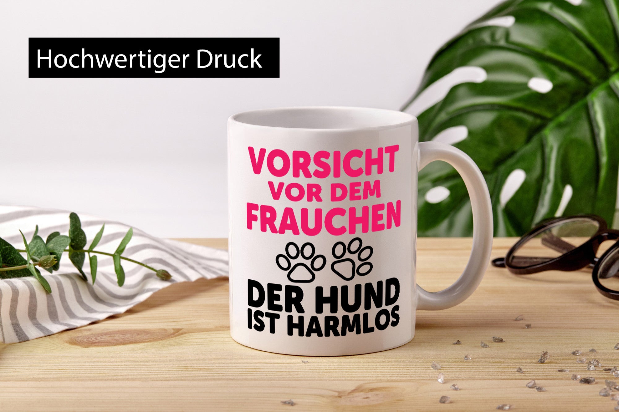 Vorsicht vor dem Frauchen der Hund ist Harmlos | Geschenk Tierliebhaber Humor