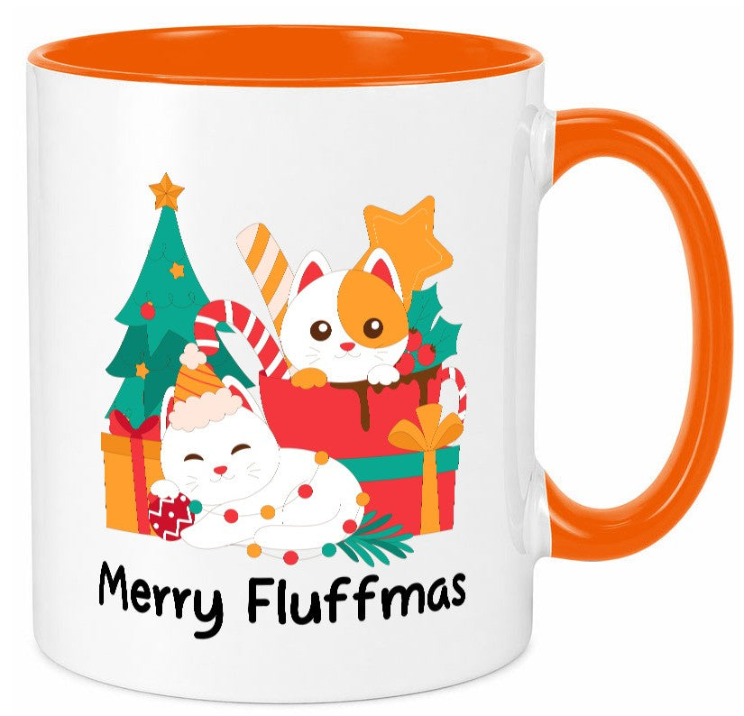 Merry Fluffmas | Weihnachten Katzen weihnachtskatzen lustiger Spruch Geschenk Tasse