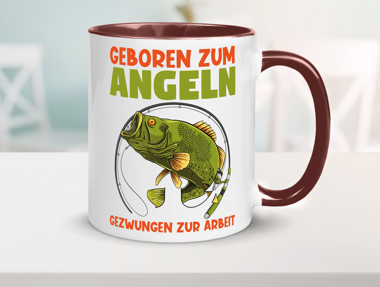 Geboren zum Angeln | Angler Tasse Fischer Spruch Humor Geschenkidee