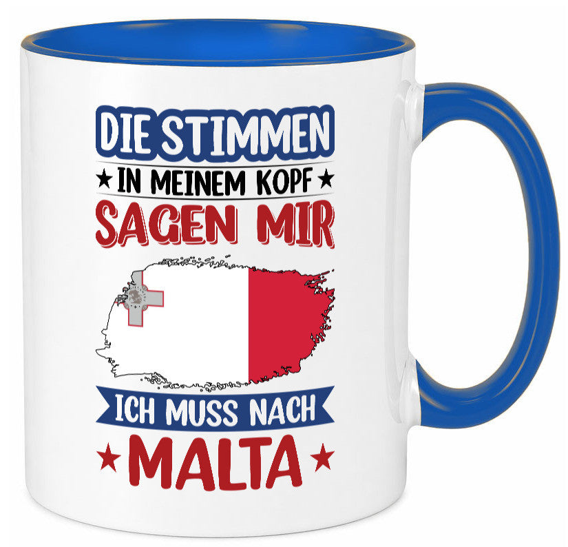 Malta | Urlaub Stimmen in meinem Kopf Traumland lustiger Spruch Geschenk Humor Tasse