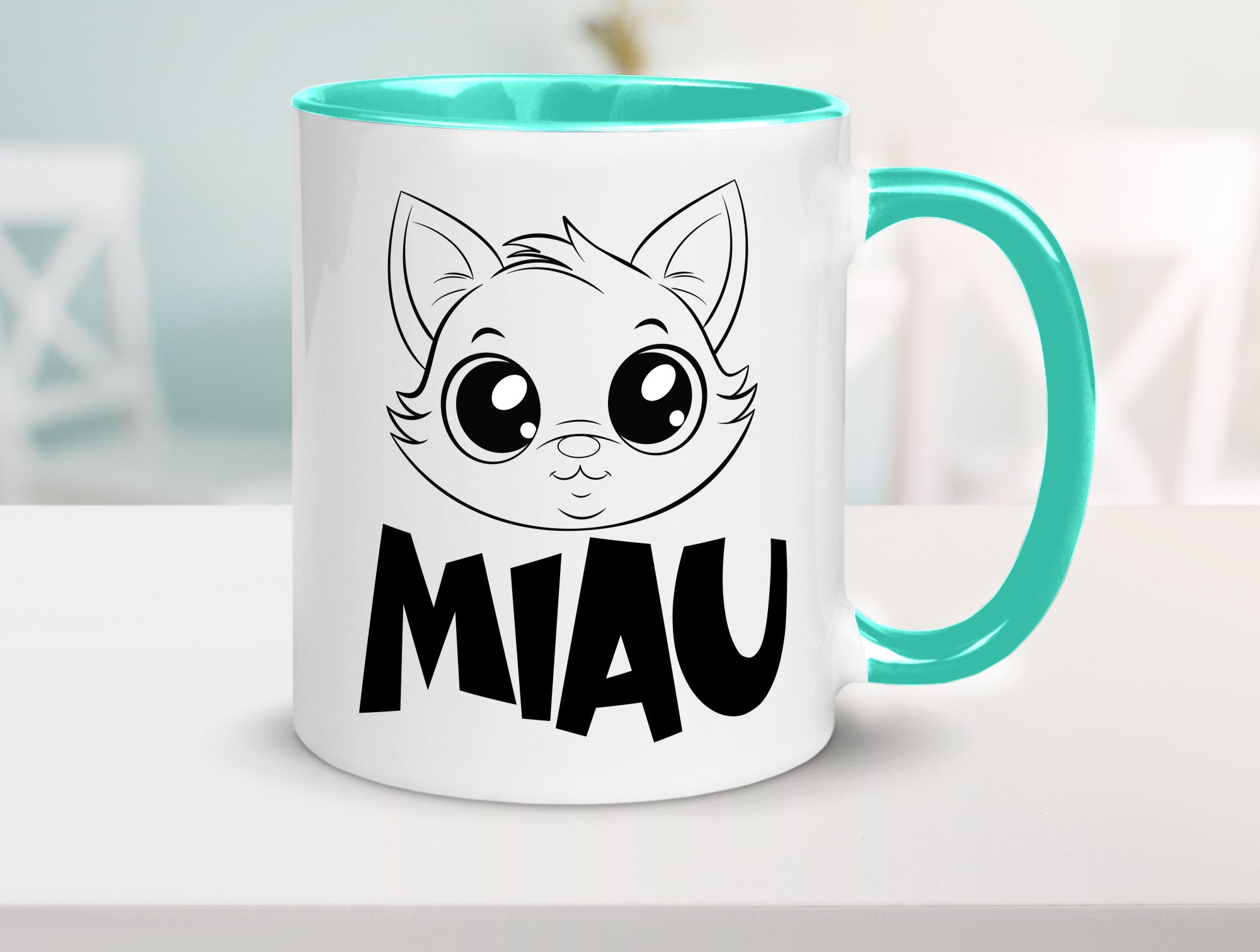 Miau | Katze Geschenkidee Tierliebhaber Humor Tasse