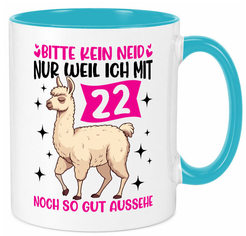 22. Geburtstag | 22 Jahre Lama gut aussehen lustig Geschenkidee Geschenk Tasse