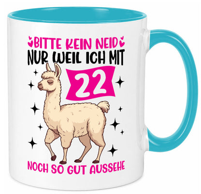 22. Geburtstag | 22 Jahre Lama gut aussehen lustig Geschenkidee Geschenk Tasse