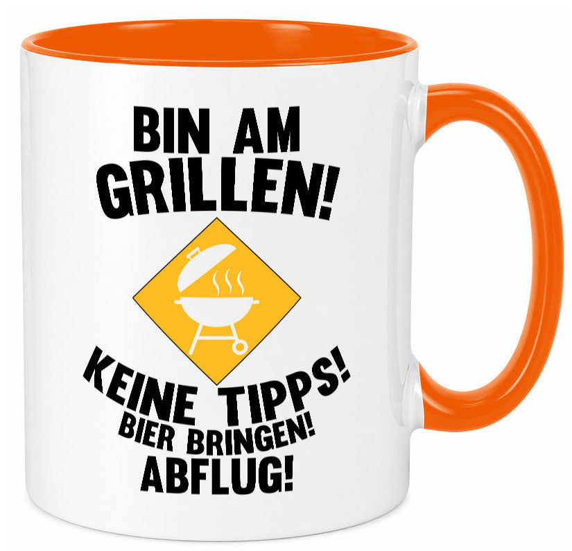 Bin am Grillen | Bier bringen und Abflug Grillmeister Geschenk Humor Tasse