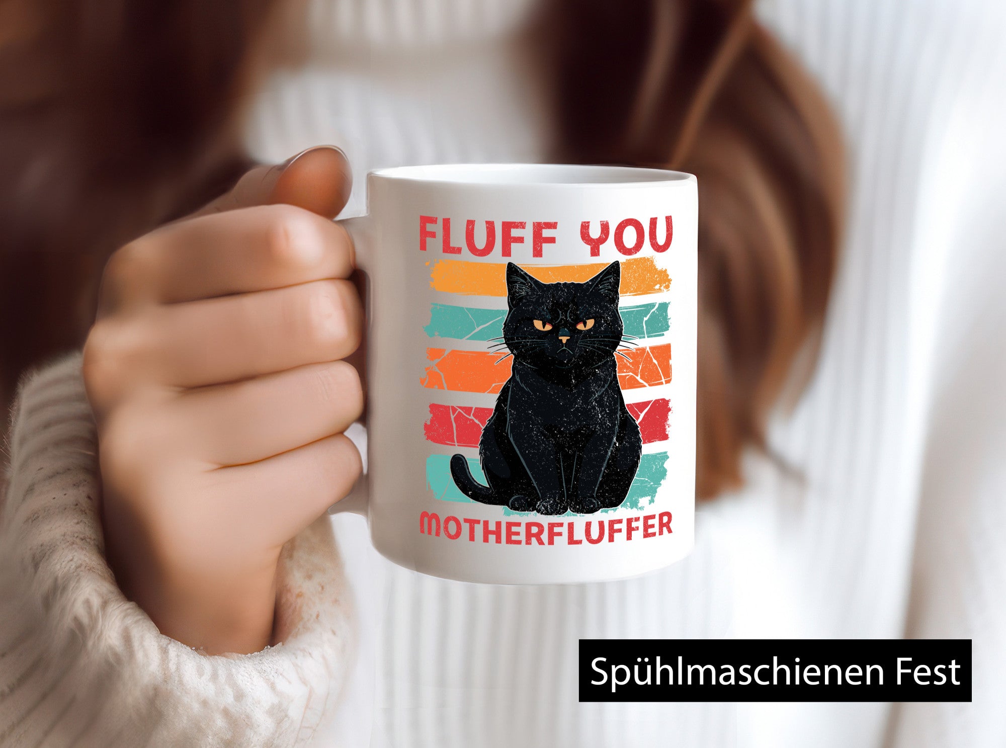 Fluff you Motherfluffer | Schwarze Katze Böse Humor Tierliebhaber Geschenkidee