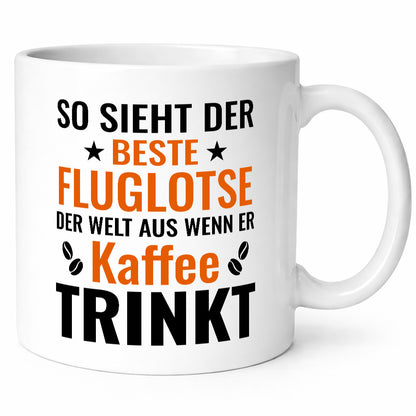 Kaffee trinkt: Fluglotse | Flugverkehr Flughafen lustiger Spruch Geschenk Humor