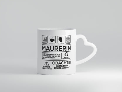 Achtung Probleme Maurerin lustiger Spruch Geschenk Humor Geschenkidee Tasse