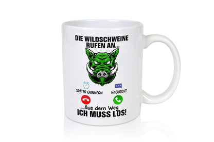Wildschweinjagt | Wildscheine rufen an Jäger Humor Geschenkidee Tasse