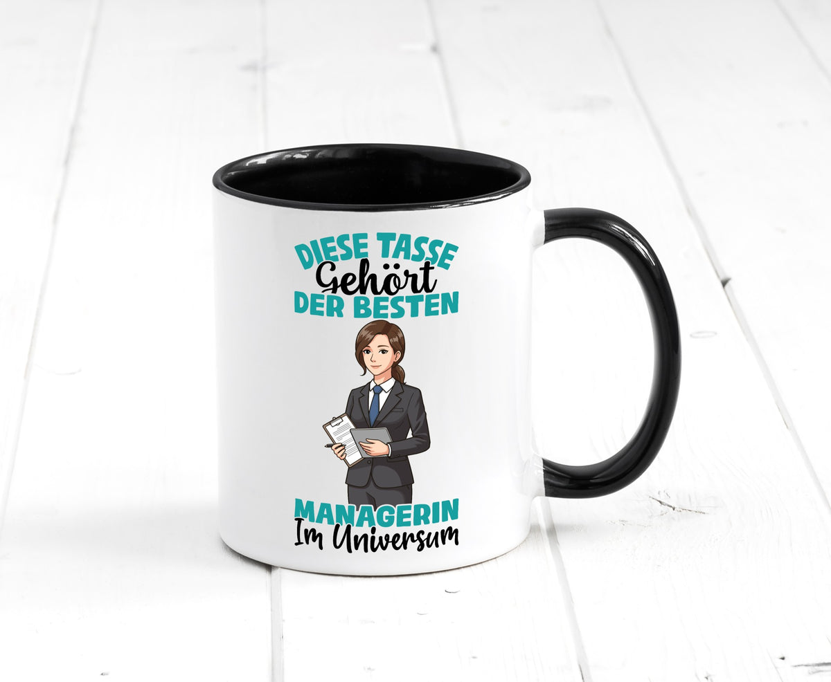 Im Universum: Managerin | Management Geschenkidee Humor Tasse