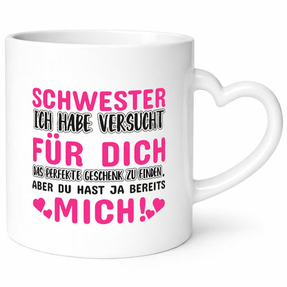 Schwester Tasse | lustiger Spruch Geschwisterliebe v2 Humor Geschenkidee