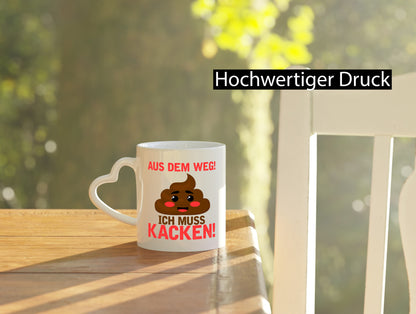 Aus dem weg ich muss kacken | Toiletten Spruch Pupsen Geschenkidee Humor Tasse