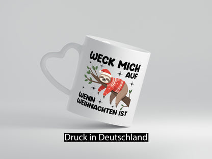 Weck mich auf wenn Weihnachten ist | v2 Humor Geschenkidee Tasse
