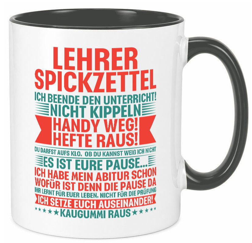 Lehrer Spickzettel | Beruf Tasse lustiger Spruch vl4 lustig Arbeit Kollegen