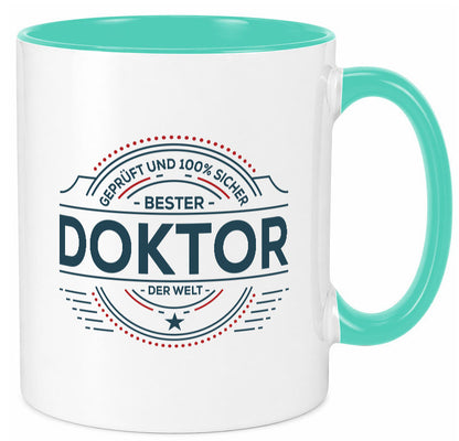 Geprüft und sicher: Doktor | Doktorand Doktortitel lustiger Spruch Geschenk Tasse