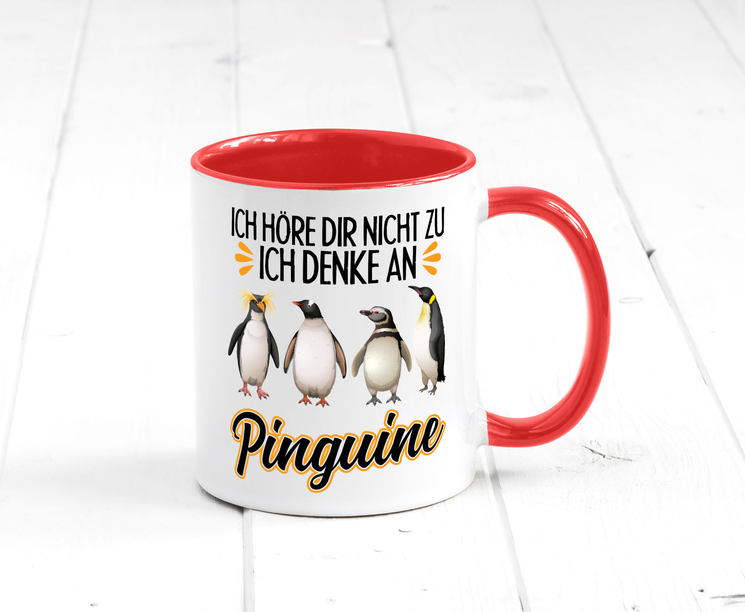 Ich denke an Pinguine Geschenkidee Humor Tasse