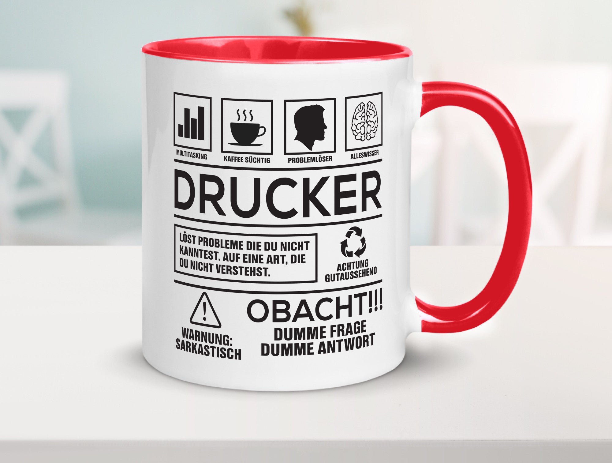 Achtung Probleme Drucker | Druckerei Print Medien Humor Geschenkidee Tasse