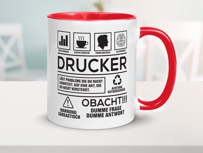 Achtung Probleme Drucker | Druckerei Print Medien Humor Geschenkidee Tasse