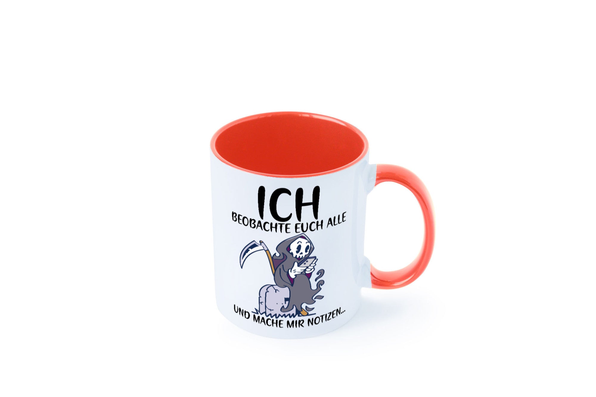 Ich beobachte euch | Sensenmann Sense Skelett Humor Geschenkidee Tasse
