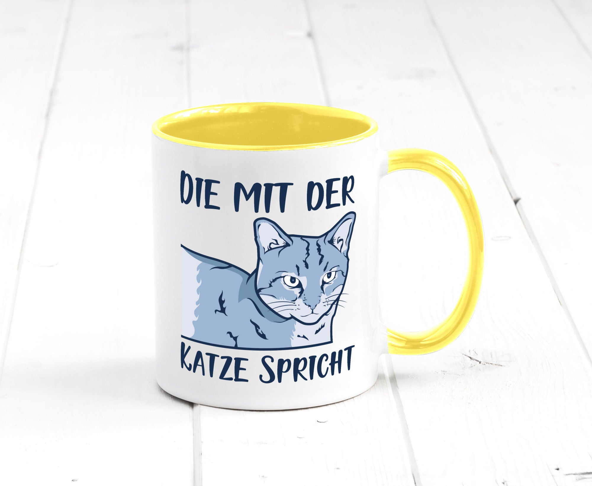 Die mit der Katze spricht | Humor Tierliebhaber Geschenkidee Tasse