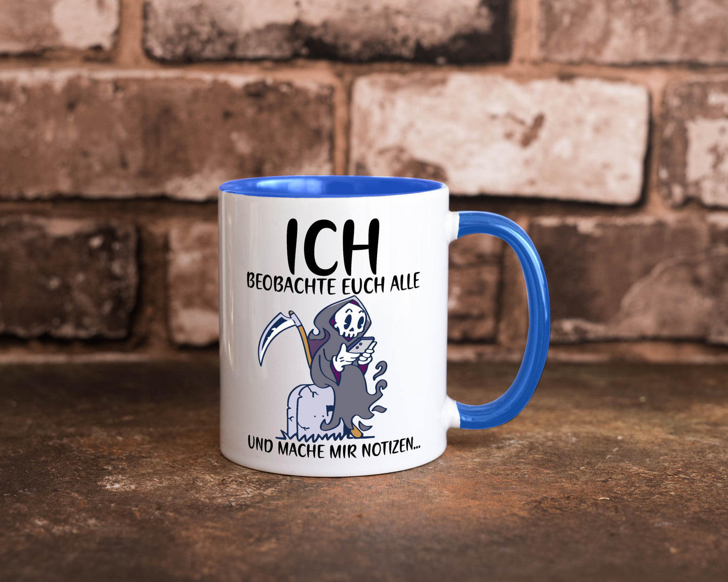 Ich beobachte euch | Sensenmann Sense Skelett Humor Geschenkidee Tasse