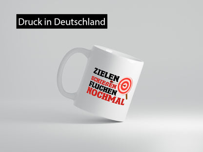 Zielen Schießen fluchen nochmal | Bogenschießen Geschenkidee Humor Tasse