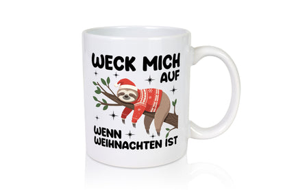 Weck mich auf wenn Weihnachten ist | v2 Humor Geschenkidee Tasse