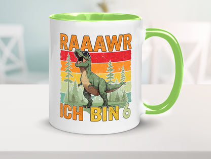 6. Geburtstag | 6 Jahre rarrrr ich bin Dinosaurier Humor Geschenkidee Tasse
