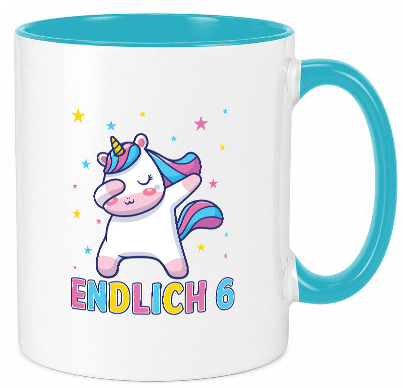 Endlich 6 | Einhorn Sterne lustiger Spruch Geschenk Humor Geschenkidee Tasse