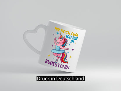 Bin im Ruhestand | Tanzendes Einhorn Geschenkidee Jubiläum Humor Tasse