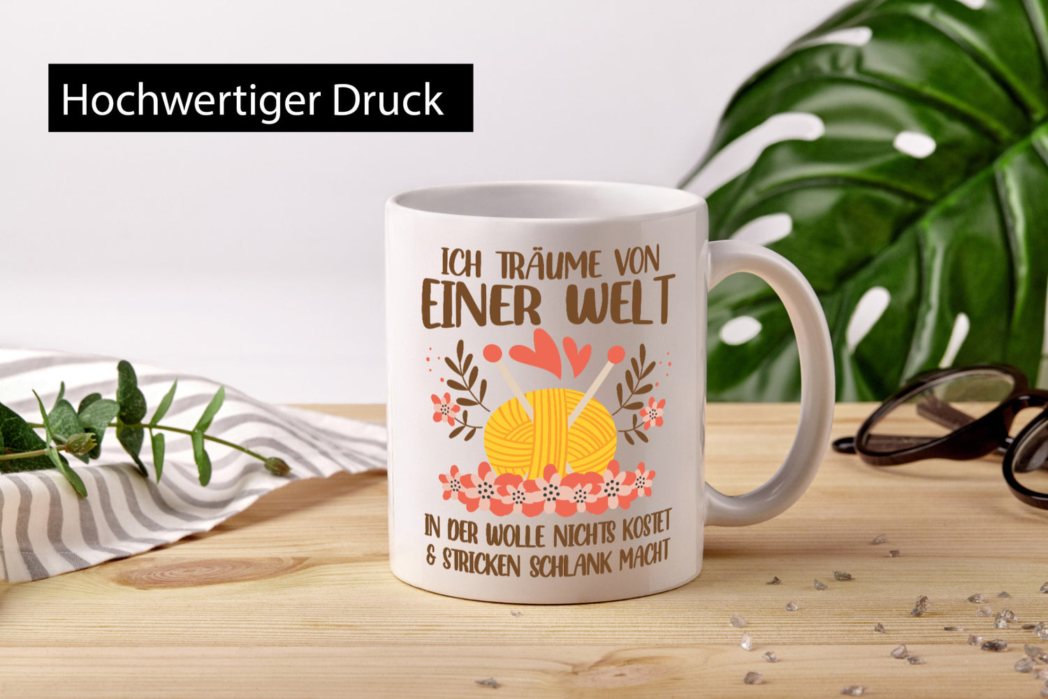 Ich träume on einer Welt | Wollverrückt Stricken Humor Geschenkidee Tasse