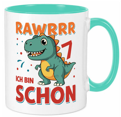 7. Geburtstag | 7 Jahre Raw ich bin schon T-Rex Geschenk Geschenkidee lustiger Tasse