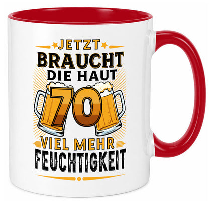 70 braucht die haut mehr Feuchtigkeit | 70. Geburtstag Humor Geschenkidee Tasse