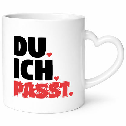Ich. Du. Passt. | Pärchen Tasse Herzen Liebe Spruch lustig Humor Geschenkidee