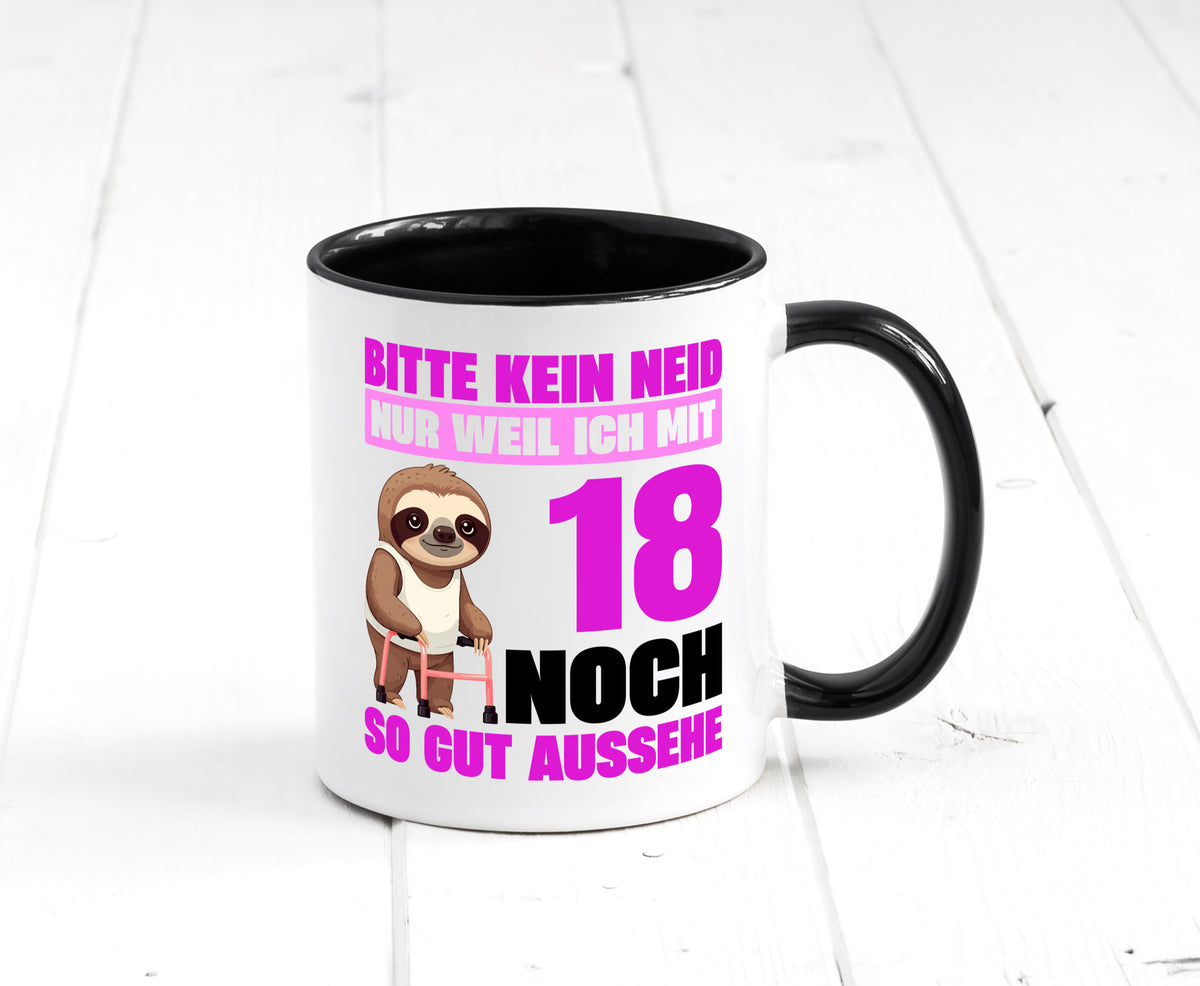 18. Geburtstag | Bitte kein neid Faultier 18 Jahre Geschenk Geschenkidee Tasse