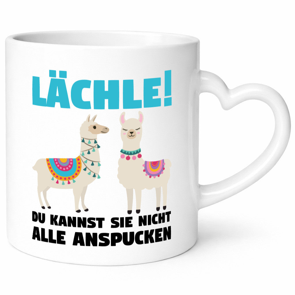 Lächle! | Lama Tasse lustiger Spruch Gelassenheit Humor Geschenkidee