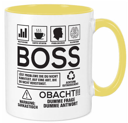 Achtung Probleme Boss | Führungskraft Vorgesetzter lustig Humor Geschenkidee Tasse