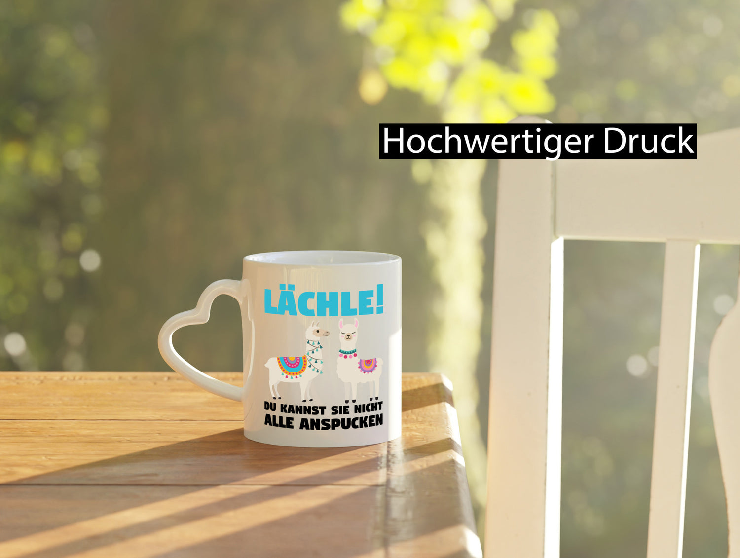 Lächle! | Lama Tasse lustiger Spruch Gelassenheit Humor Geschenkidee