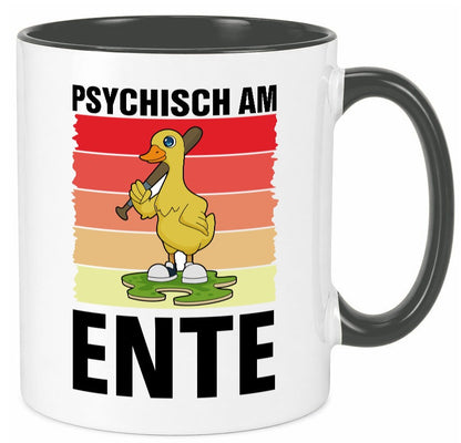 Psychisch am Ente | mit Baseball schläger Sunset v2 lustig Humor Geschenkidee Tasse