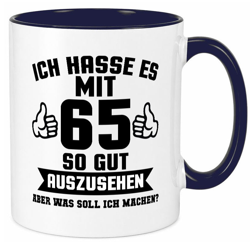 Gut aussehen mit 65 | Zahl Daumen hoch Geschenk Humor Geschenkidee lustiger Tasse