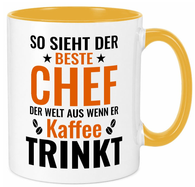 Kaffee trinkt: Chef | Führungskraft Vorgesetzter Humor Arbeit Kollegen Büro Tasse