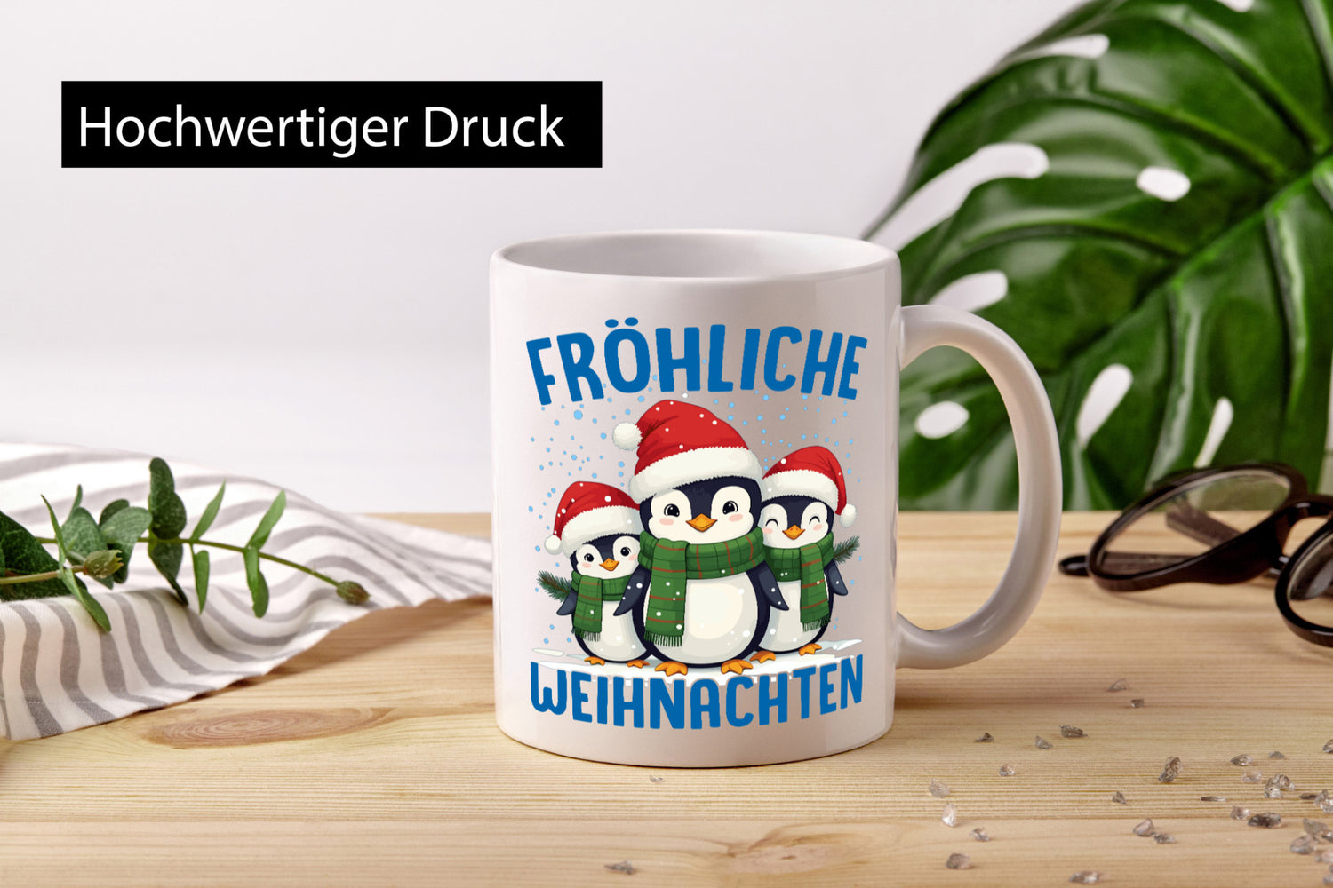 Frohe Weihnachten | Pinguien lustiger Spruch Geschenk Humor Geschenkidee Tasse