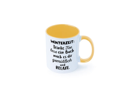 Winterzeit Trinke Tee und mach es dir Gemütlich Geschenkidee Humor Tasse