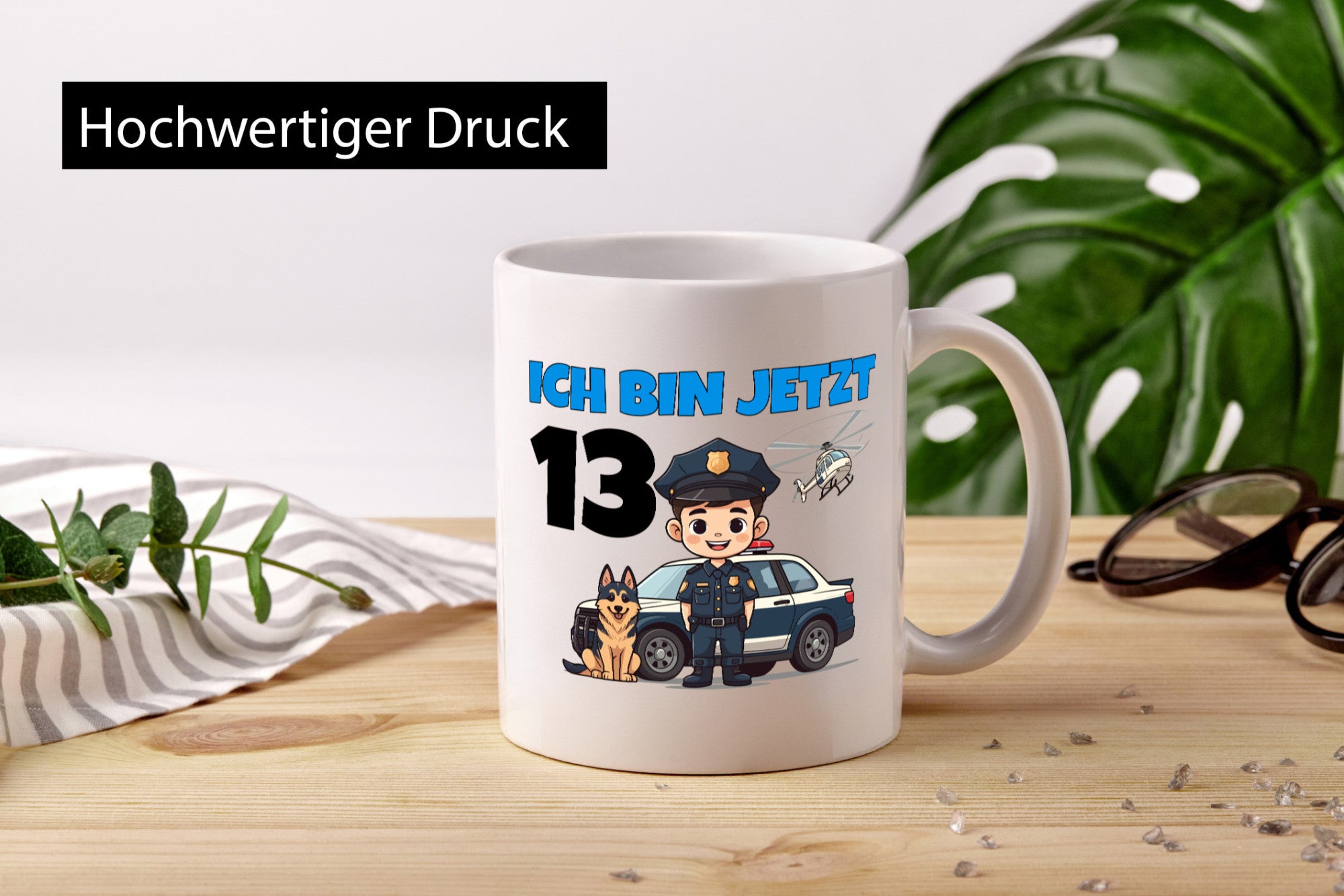 13. Geburtstag | 13 Jahre Polizei Kind Polizeiauto Humor Geschenkidee Tasse