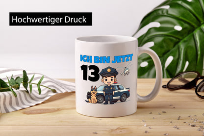 13. Geburtstag | 13 Jahre Polizei Kind Polizeiauto Humor Geschenkidee Tasse