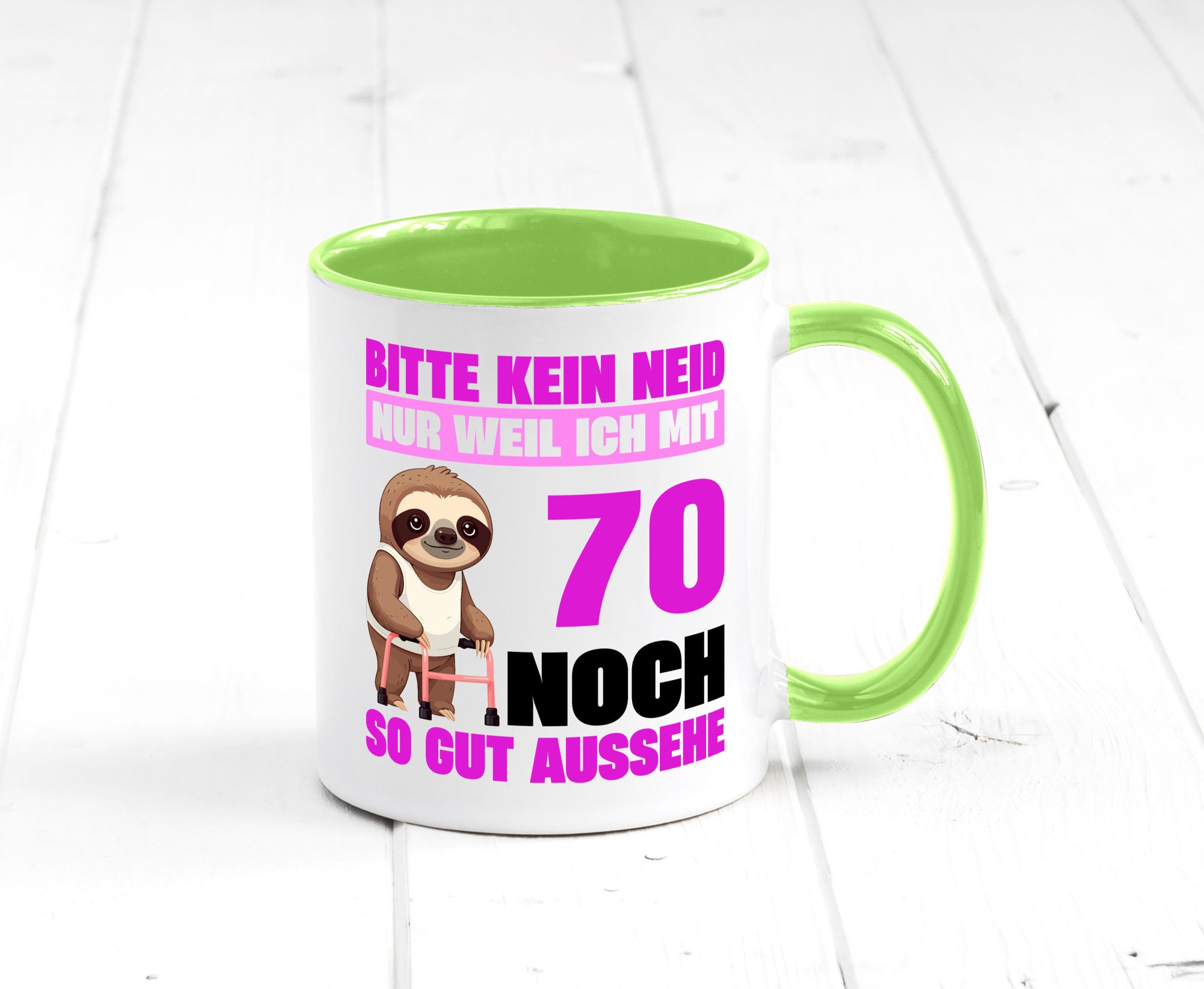70. Geburtstag | Bitte kein neid Faultier 70 Jahre v2 Humor Geschenkidee Tasse