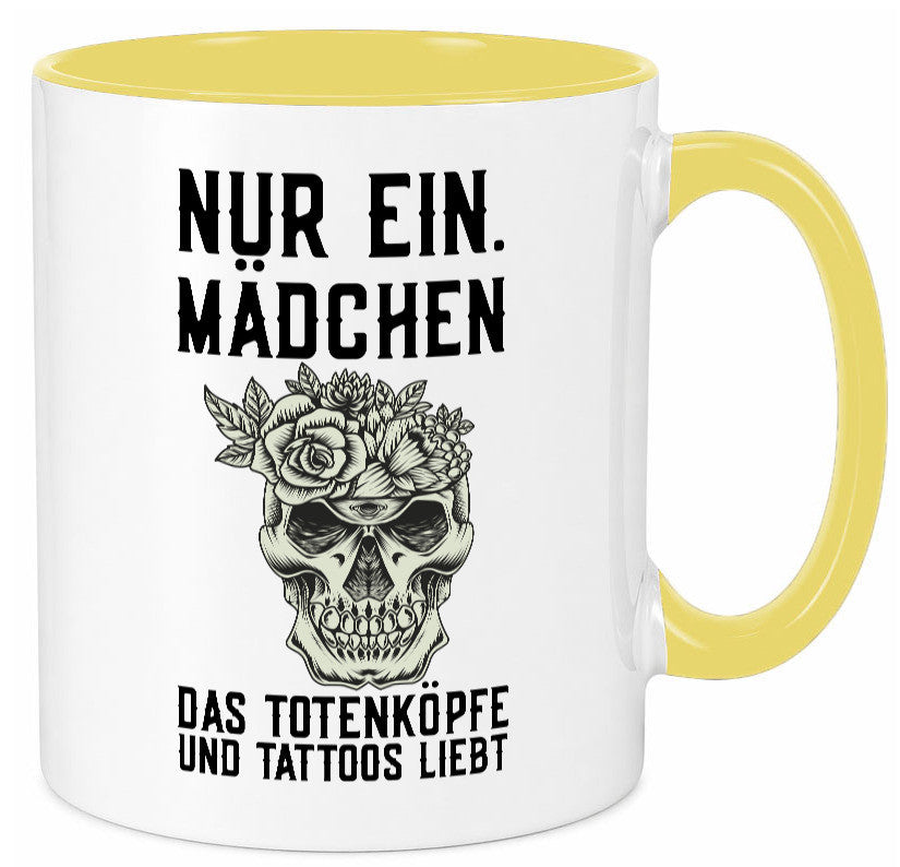 Mädchen |Tattoos und Totenköpfe | Tätowieren Rockabilly Humor Geschenkidee Tasse