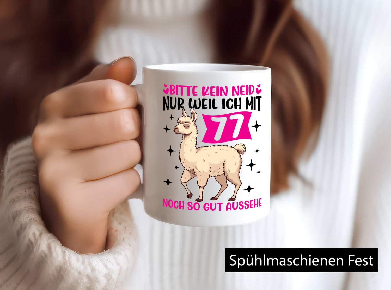 77. Geburtstag | 77 Jahre Lama gut aussehen Humor Geschenkidee Tasse