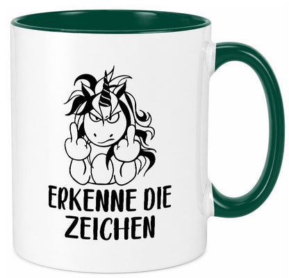 Erkenne die Zeichen | Stinkefinger Humor Geschenkidee Tasse