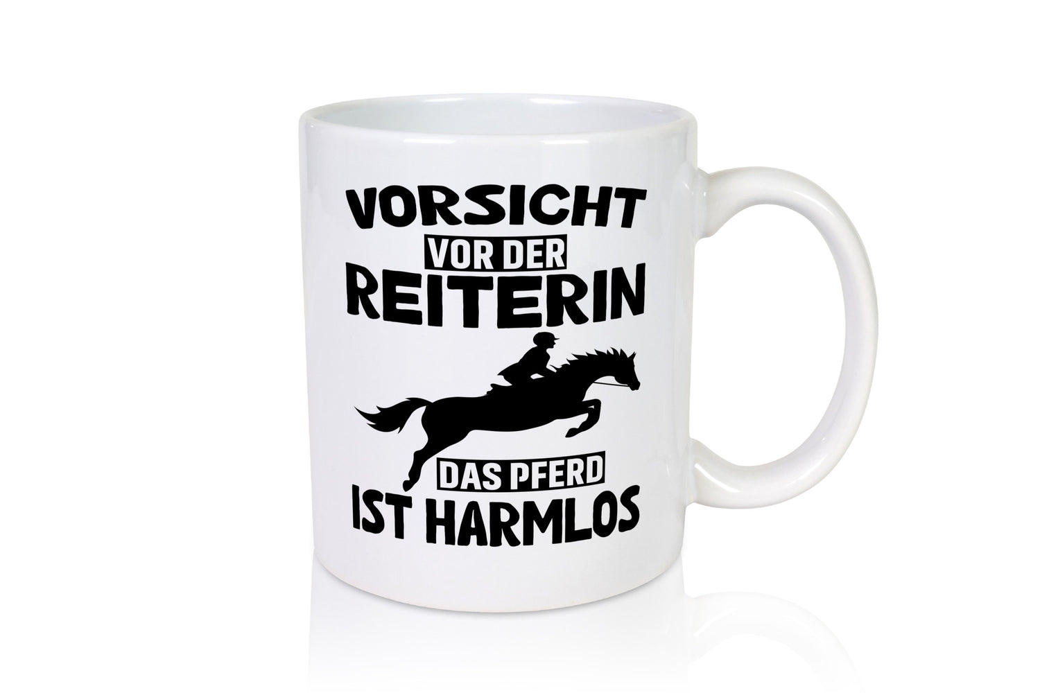 Vorsicht vor der Reiterin das Pferd ist Harmlos lustig Humor Geschenkidee