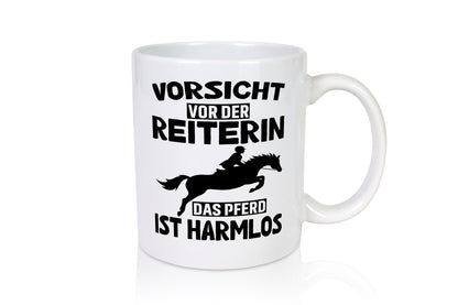 Vorsicht vor der Reiterin das Pferd ist Harmlos lustig Humor Geschenkidee